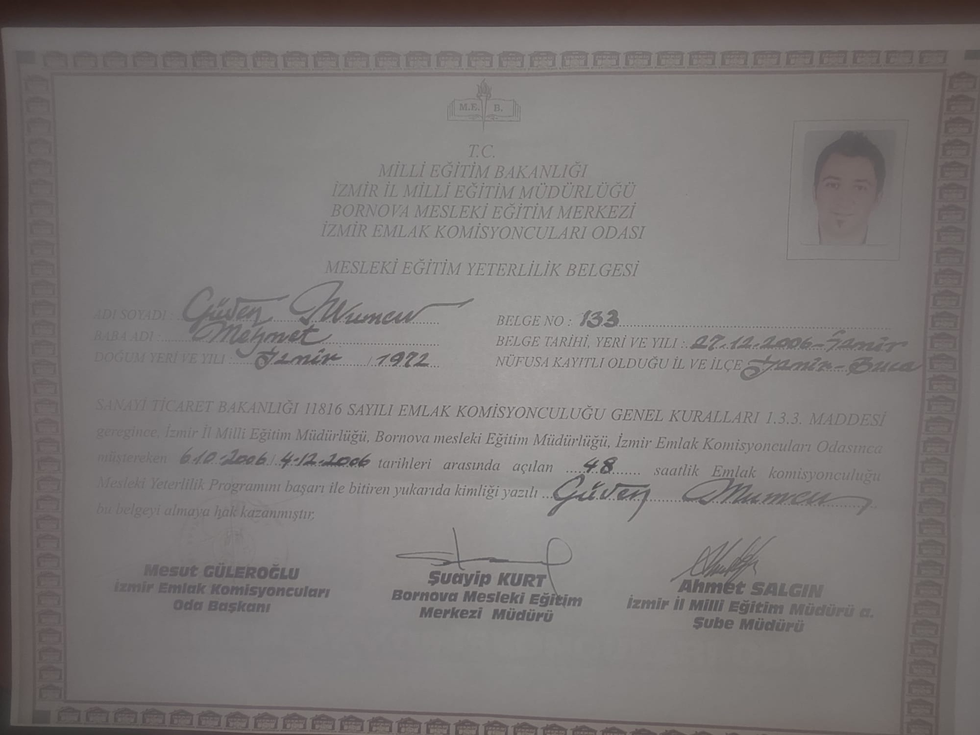 Mesleki Eğitim Yeterlilik Belgesi
